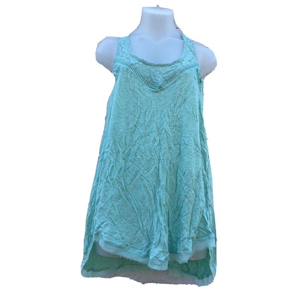 Princess Vera Wang Teal Scoop Neck Tank Top Lace Women's Size Extra Small XS